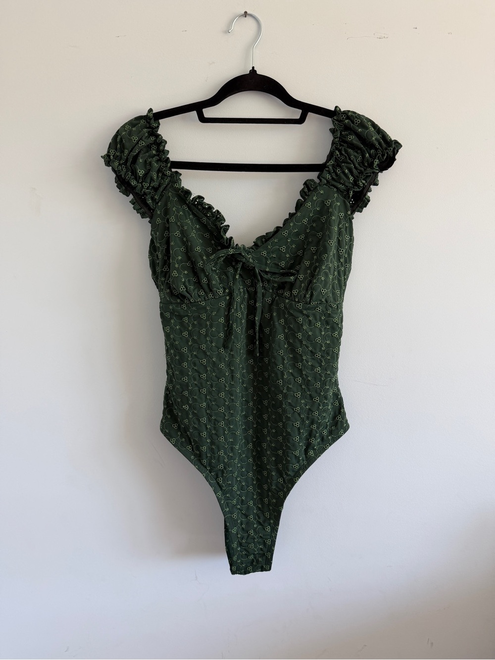 Alpine Butterfly Elle Forest Green Ruffle One Piece Swimsuit Size L